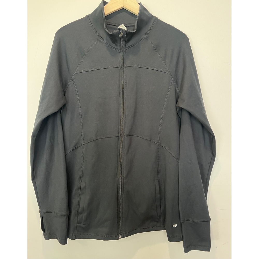 Marika Tek Black Full‎ Zip Athletic Jacket Thumb Holes Women's XL